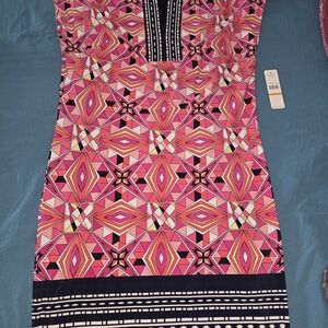 Laundry By Shelli Segal Pink and Black Geometric Dress